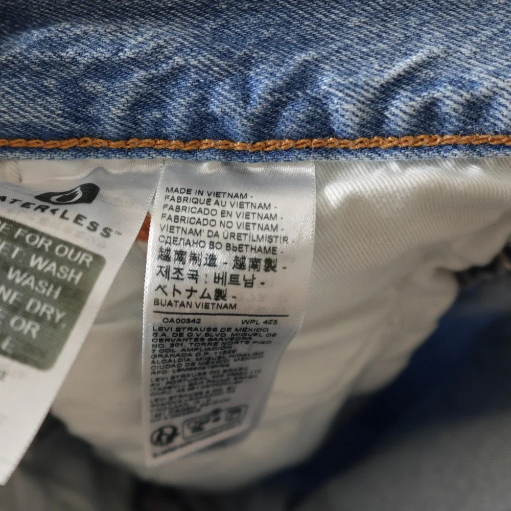 Levi's 501 Jeans Mens 33x32 Light Blue Premium Straight Leg Button Fly Stretch